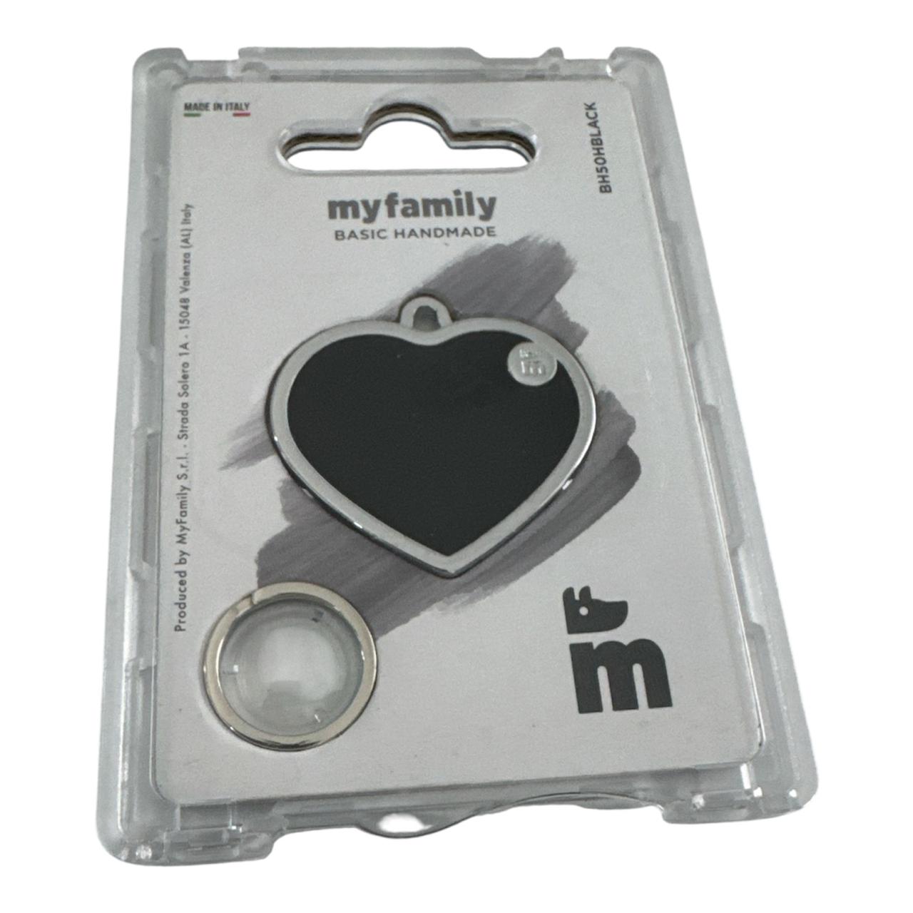 Placa Basica en forma de Corazon negro/plata Gde