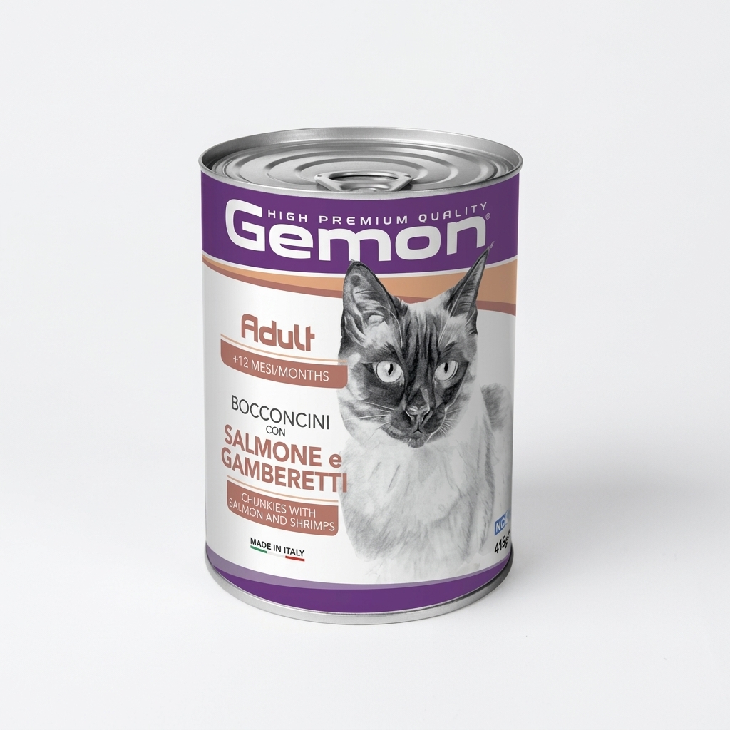 Gemon Lata Gato Salmone e Gamberetti 415Gr Pza